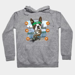 Boston Terrier Dog with Green Basketball Headband Hoodie